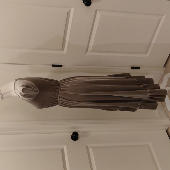 Tan VELVET MIA JOY JOY FOLIE ASYMMETRICAL DRESS sz 14 - Picture 3 of 6
